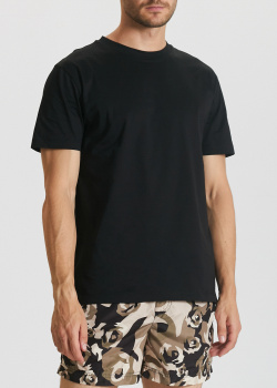 Чорна футболка Les Hommes із логотипом на спині, фото